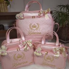 Conjunto de Bolsas Bordadas em Poá
